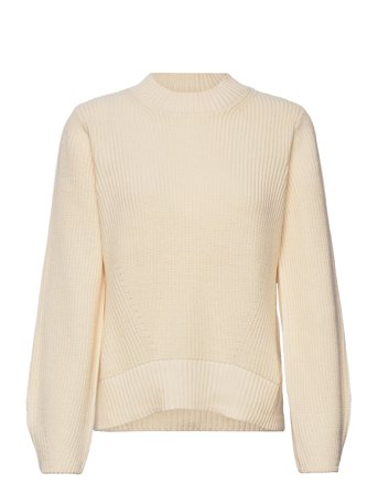 Slfleslie Ls Knit O-Neck B White Selected