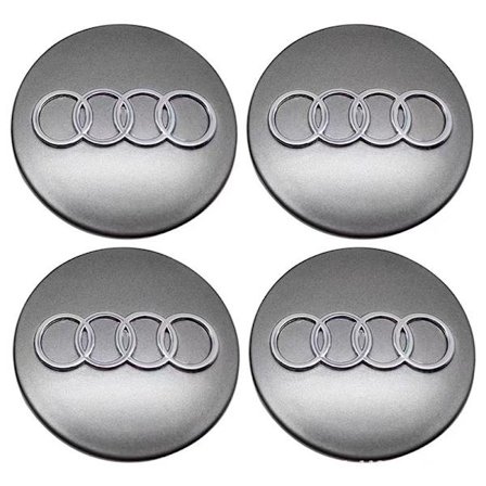 60MM 4-pack Audi Silver Navkapslar