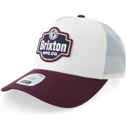 Brixton - Vit trucker Keps - Genuine White/Maroon A-Frame Trucker @ Hatstore