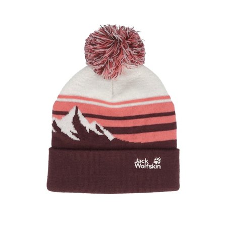 Jack Wolfskin - Rojo pom Beanie - Kids Stripy Pompom Beanie K Amaranth Pom @ Hatstore