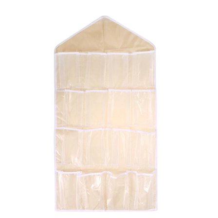 16 lommer over dør hængende opbevaringspose sag arrangør væg dør bøjle skab undertøj sokker bh opbevaringsarrangør diverse holder (grå)