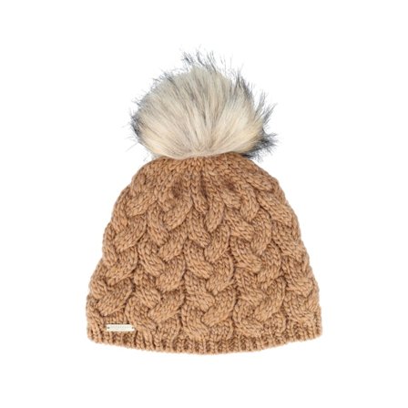 Seeberger - Brown pom Beanie - Knit In Cable Pattern Nutmeg Brown Pom @ Hatstore