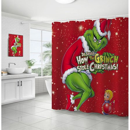 Suihkuverho Joulupukki Reki Poro Suihkuverhot 180 X 180 cm Homeenkestävä Vedenpitävä polyesterikangas Pestävä kylpyverho kylpyyn