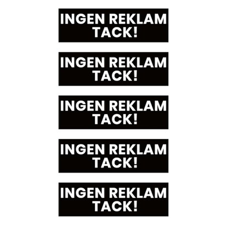 5-pack ingen reklame takk klistremerke dekal svart 3.5x10.5cm
