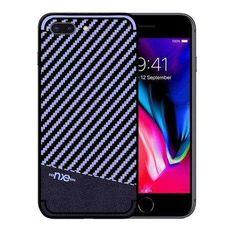 NXE iPhone 7 Plus ja 8 Plus hiilikuitutekstuurinen suojakuori - Sininen