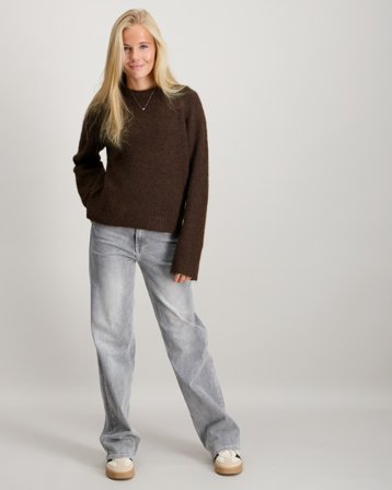 LMTD NLFBULLO LS SHORT KNIT Gris Pulls Fille - Kids Brand Store