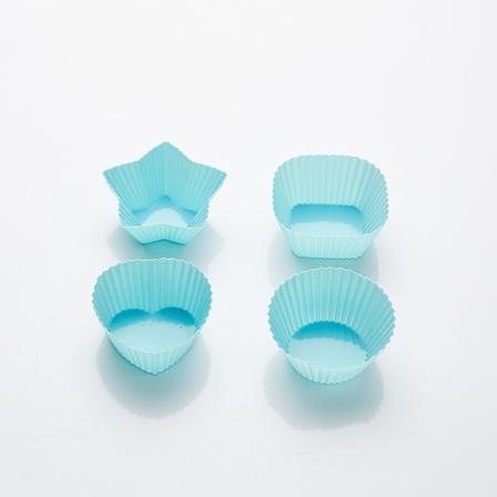 4st/ Set Mini 4 Styles Form Silikon Muffin Tårta Molds Sky blue