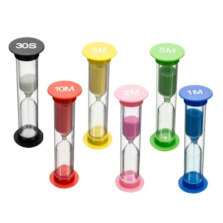 Sæt med 6 Sand Timer Plastic Timeglas Timer Farverigt Sandglas Timeglas lille