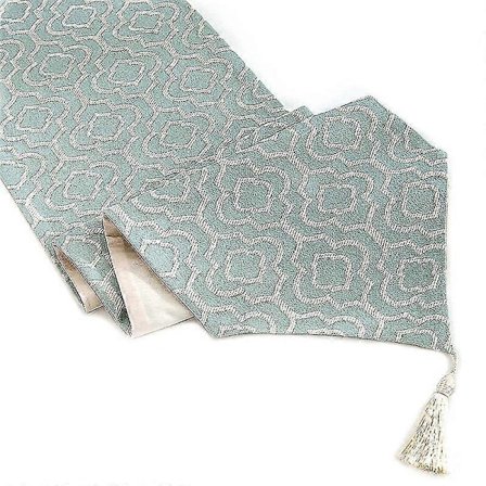 Turkos Bordslöpare 122 cm Jacquard Sänglöpare Med Toppar Byrå Scarf För Hem, Fest, Bröllop