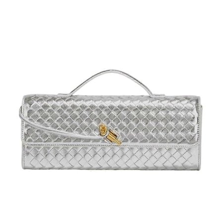 Handvävd Crossbody-väska för kvinnor - Läder Clutch-plånbok med avtagbar axelrem