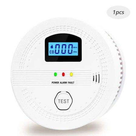 Hjem 2-i-1 Brann- og karbonmonoksiddetektor – LCD-skjerm, batteridrevet, høy følsomhet, lyd- og visuell alarm og digital skjerm