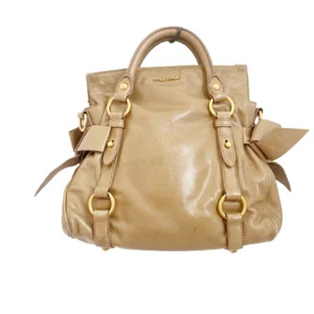 Miu Miu Pre-owned, Pre-owned Leather handbags Beige, Dames, Maat:ONE Size