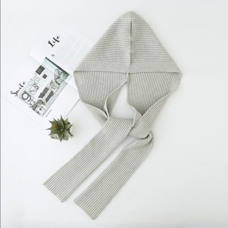 Strikket hettesjal Hold Varmt skjerf IVORY