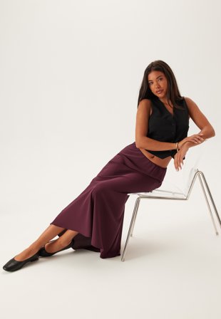 Pieces Pcfranan HW Midi Skirt Tawny Port Vaatteet