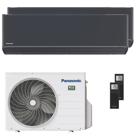 Condizionatore Panasonic Etherea dual split 9000+9000 BTU inverter A+++ wifi unità esterna 5 kW grigio grafite
