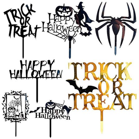 7 stk kakepynt sett Halloween fest cupcake bakverk akryl dekor