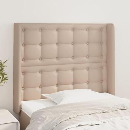 Vidaxl Huvudgavel Med Kanter Cappuccino 83x16x118/128 Cm Konstlä Brun