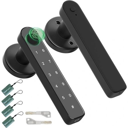 2025 Seneste Model Fingeraftryks Dørknop Biometrisk Dørlås med Kode Nøglefri Adgang Dørhåndtag til Soveværelse Hjem Hotel Kontor Lejlighed Blå