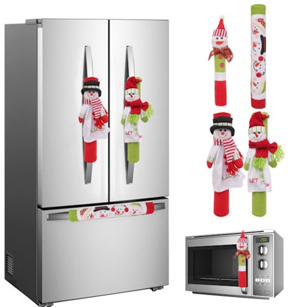 4 stk. Jule køleskabsdørhåndtag covers Snowman Køleskab D