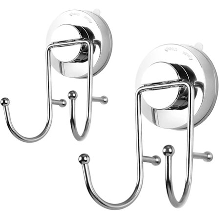 Badeværelse sugekop krog, 2 stk. rustfrit stål vægkrog håndklæde krog sugekop frakke kroge brusekrog, kraftig sugekop krog til toilet Ki