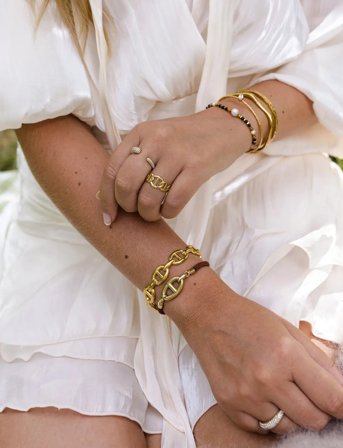 By Jolima Celine Cord Bracelet - Gold - ONE SIZE 22 cm