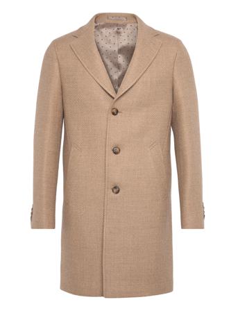 British Wool - Retro Coat Outerwear Coats Winter Coats Ruskea SAND