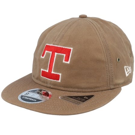 New Era - MLB Beige snapback Czapka Z Daszkiem - Texas Rangers Waxed Canvas 9FIFTY Khaki Strapback @ Hatstore