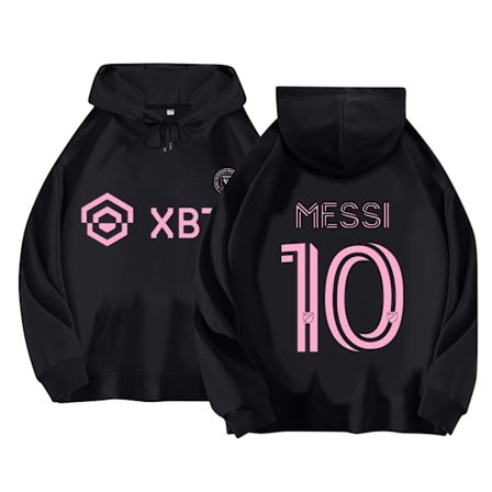 Svart & Rosa Messi 10 Miami XB Emblem Hoodie