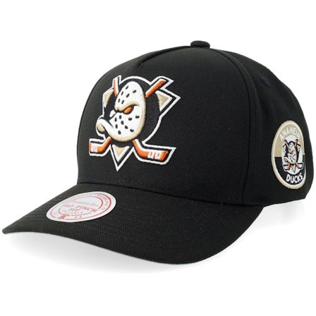 Mitchell & Ness - NHL Schwarz adjustable Cap - Anaheim Ducks Double Clutch Pro Black A-frame Adjustable @ Hatstore