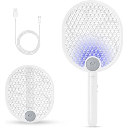 Oppladbar elektrisk flueklapper, sammenleggbar, USB-oppladbar, for innendørs og utendørs bruk, lettvekt