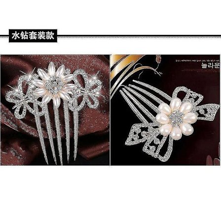 Diamanthårkam med perle, blomst og legering - Hårspænde
