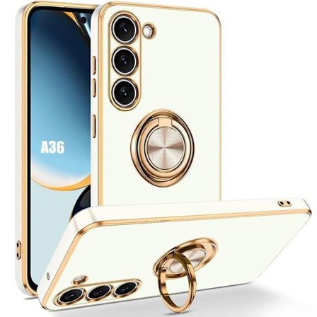 Coque til Samsung Galaxy A36 5G - Blødt Silikone med Hvidt Rotationsring