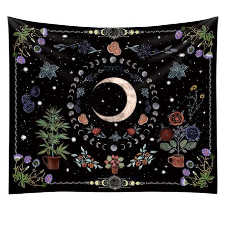 Växtgobeläng Natur Boho Gobeläng Måne Fas Gobeläng Vägg Hängande Bohémisk Mandala Gobeläng Estetisk Sovrumsdekor Boho Gobelänger po
