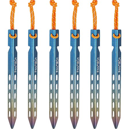 6 pakker titanium letvægts teltpløkker, TA2 metal heavy duty camping