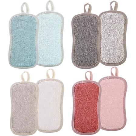 8-pak genanvendelige mikrofiber opvaskesvampe - vaskbare miljøvenlige dobbeltsvampe til non-stick pander, antibakterielle rensepuder