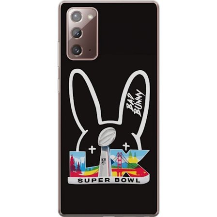 Kompatibel Mobilcover til Samsung Galaxy Note20 Bad Bunny portræt med åben skjorte, tatoveringer og krøllet hår i stilfuld modefotografering