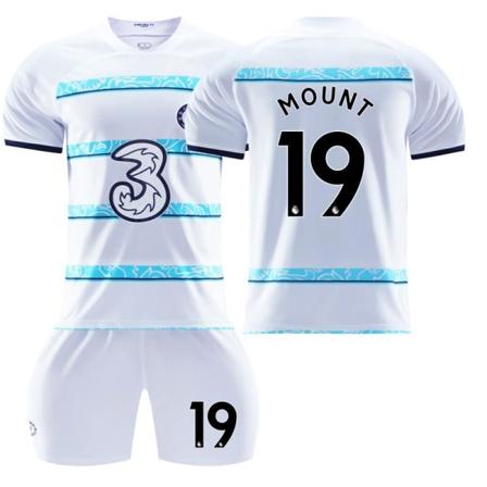 22-23 Chelsea vieraspaita nro 10 Pulisic 9 Aubameyang 7 Kante 19 Mount valkoinen jalkapalloasu 2223 Chelsea away number 19 #22