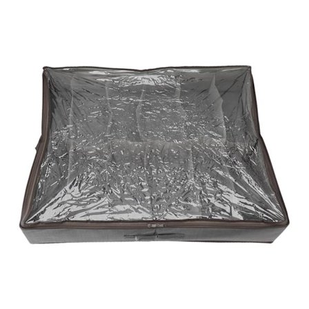 Under seng sko opbevaring organizer skuffe sammenklappelig stofbeholder boks skab med låg klart vindue grå børstet