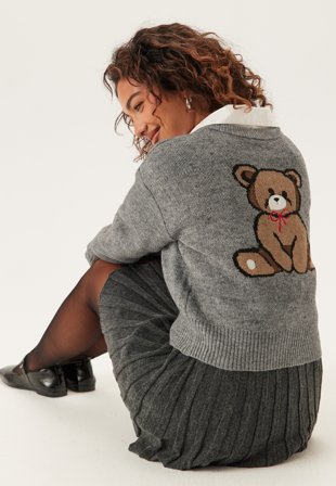 ONLY - Onlteddy Ls Cardigan - Medium Grey Melange Detail:ted - Kläder - - Bubbleroom