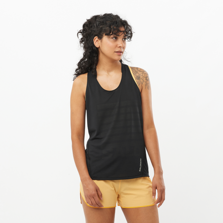 Salomon - T-Shirts Kleding Sense Aero Singlet Gfx W - Deep Black / Black Beauty