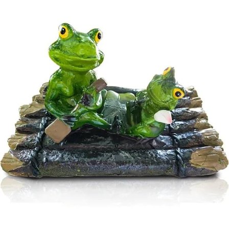 Flytande grodstaty i harts, trädgårdsstaty med groda, flytande dammdekoration, grodskulptur för trädgård, damm, gård