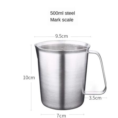Tykk 304 Rustfrit Stål Målebæger med Skala 2000ML 1000ML 500ML Stor Kapacitet Køkken Praktisk Målebæger 500ml have scale