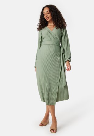 BUBBLEROOM Pleated Wrap Midi Dress Klær