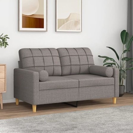 vidaXL 2-sits soffa med prydnadskuddar taupe 120 cm tyg