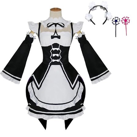 Anime Re:Zero - Starting Life in Another World Ram/Rem Cosplay Kostumer Maid Outfit Halloween Kostume Maid Servant Kjole stil 1 style1