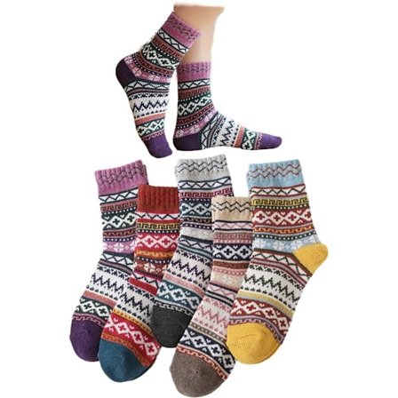 5 par (Style-C) Vinterstrømper - Hjemmesokker - Hjemmesko-strømper