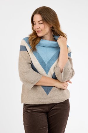 SIGNATURE - 3/4 Ærmet Strik - Blå Mix