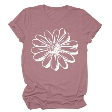 Dam T- Printed Casual Blus Kortärmad Topp,