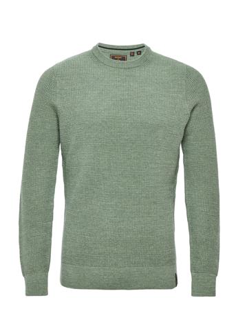 Vintage Textured Crew Knit Strikkegenser M. Rund Krage Grønn Superdry