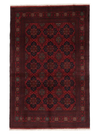Handgeknüpft Afghan Khal Mohammadi 128X195 Wollteppich Schwarz/Dunkelrot Klein